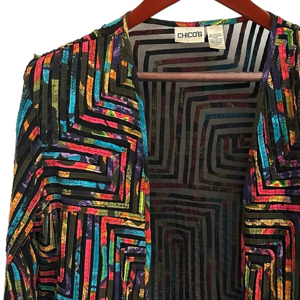 Chico’s Sheer Art-to-Wear Jacket M - Picture 2 of 5